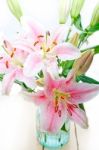 Pink Lily Flower Bouquet Stock Photo