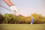 Golf Handle On Grass Stock Photo