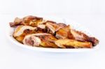 Grilled Chicken On Dish Stock Photo