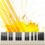 Piano With Floral Background Stock Photo