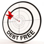 Debt Free Target Shows Economic Financial Success Stock Photo