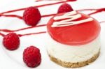 Cheese Cake With Raspberries Stock Photo