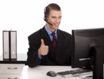 Business Man Showing Thumbs Up Stock Photo