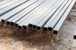 Steel Bar Steel With Holes Stock Photo