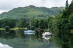 Boats Moored At Ullswater Stock Photo