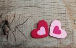 Two Hearts On Wooden Stock Photo