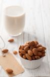 Almond Milk Organic Healthy Nut Vegan Vegetarian Drink Stock Photo