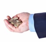 Heap Of British Pound Sterling Coins In The Hand Stock Photo