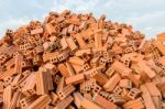 Stack Of Red Bricks Stock Photo