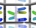 Domains On Screen Showing Internet Domains Stock Photo