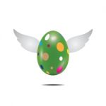 Easter Egg Fly Wing Realistic Color Design  Illustration Stock Photo