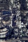 Ancient Stone Faces Of Bayon Temple, Angkor Wat, Siam Reap, Cambodia Stock Photo