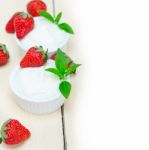 Organic Greek Yogurt And Strawberry Stock Photo