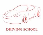 Driving School Indicates Learning To Drive A Car Stock Photo