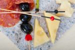 Mix Cold Cut On A Stone With Fresh Pears Stock Photo