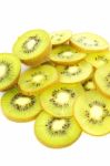 Kiwi Slices On White Background Stock Photo