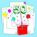 Number Fifty Surprise Box Displays Creative Celebration Or Colou Stock Photo