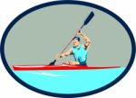 Kayak Racing Canoe Sprint Oval Retro Stock Photo