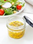 Passion Fruit Dressing For Salad Stock Photo