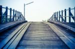 Vintage Blue Style An Old Timber Bridge Stock Photo