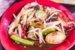 Thai Northeast Food Called "papaya Salad" Stock Photo