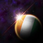 Ivory Coast Flag On 3d Football With Rising Sun Stock Photo