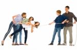 Teenagers Playing Tug Of War Stock Photo