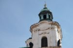 One Of The Towers Of St Nicholas Church In Prague Stock Photo