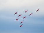 Red Arrows Display Team 50th Anniversary At Biggin Hill Airport Stock Photo