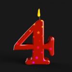 Number Four Candle Means Wax Cake Candle Or Birthday Candle Stock Photo