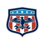 American Eagle Mechanic Usa Flag Crest Stock Photo