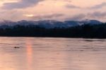 Scenic Of Twilight Time At River Stock Photo