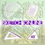 Sketch Online Means Web Site And Creative Stock Photo