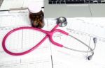 Stethoscope And Labtop And Other Medical Object Stock Photo