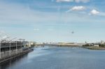 Plane Landing At London City Airport Stock Photo