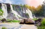 Pongour Falls  Beautiful Waterfall  In Rain Season ,dalat ,vietn Stock Photo