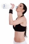 Fitness Woman Drinking Water Stock Photo