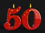 Number Fifty Candles Mean Red Wax Or Bright Flame Stock Photo