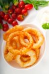 Golden Deep Fried Onion Rings Stock Photo