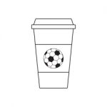 Soccer Coffee Cup Sport Thin Line Flat Design Icon  Illust Stock Photo