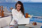 Girl Using Lap Top Stock Photo