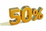 3d Gold 50 Percent Sign Stock Photo