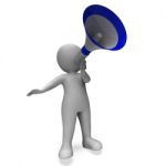 Megaphone Message Character Shows Announcements Proclaiming And Stock Photo