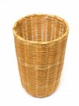 Empty Brown Wicker Woven Basket Isolated Stock Photo