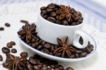 Cup Full Of Coffee Beans Stock Photo