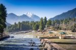 Panoramic View Of Beautiful Mountain Landscape Small Village  Stock Photo