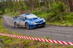 M. Cairns Driving Subaru Impreza Stock Photo