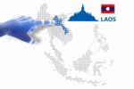 3d Finger Touch On Display Laos Map And Flag Stock Photo