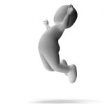 Jumping 3d Character Shows Excitement And Joy Stock Photo