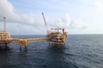 Offshore Construction Platform For Production Oil And Gas,oil And Gas Industry Stock Photo